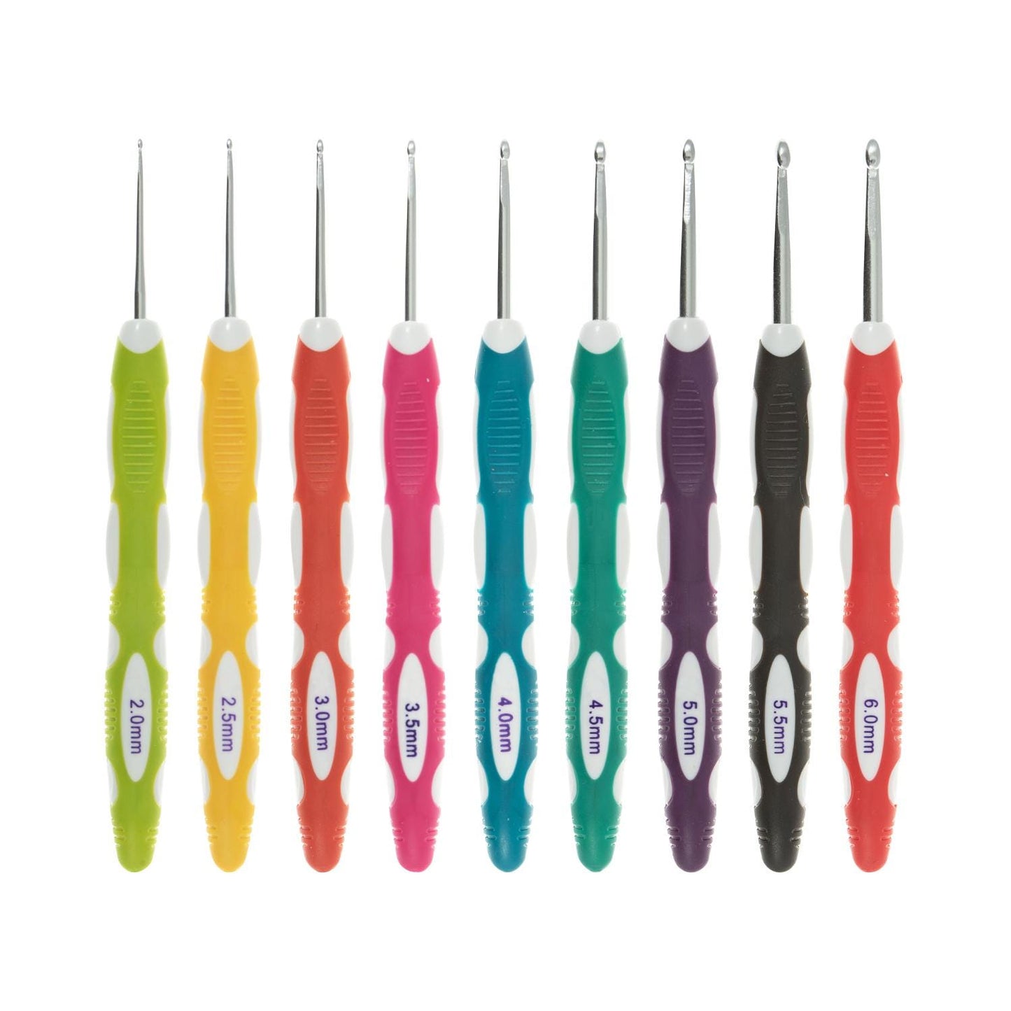 Milward Crochet Hook Set in Zip Case Soft Grip 16.5cm x 2.00 - 6.00mm: Pack of 9