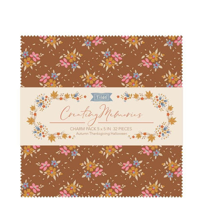 Tilda Fabric Charm Pack Permanent Creating Memories 12.5 x 12.5cm Autumn: 32 Pieces