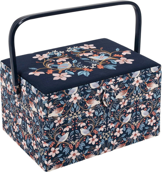 Hobby Gift Sewing Box (L) Embroidered: Blossom Birds