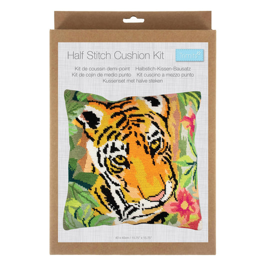 Trimits Half Stitch / Tapestry Kit: Cushion Cover Tiger