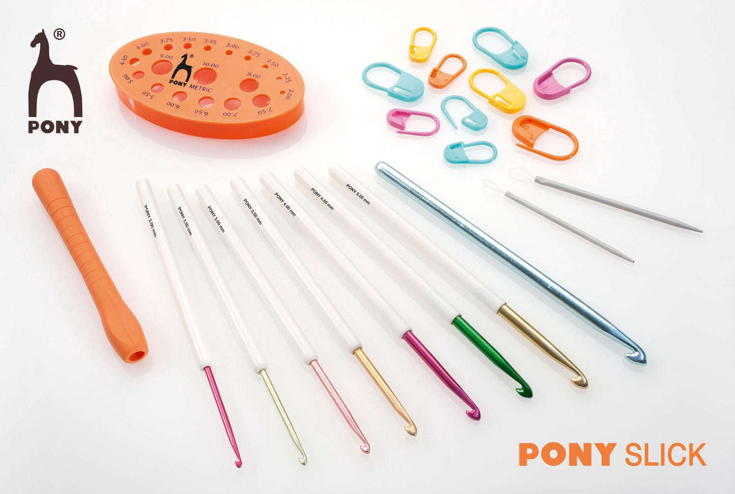 Pony Crochet Hooks Slick Interchangeable 2.00 - 6.00mm: Pack of 8