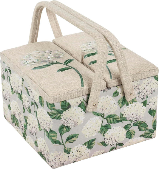 Hobby Gift Sewing Box (L) Twin Lid Square: Hydrangea