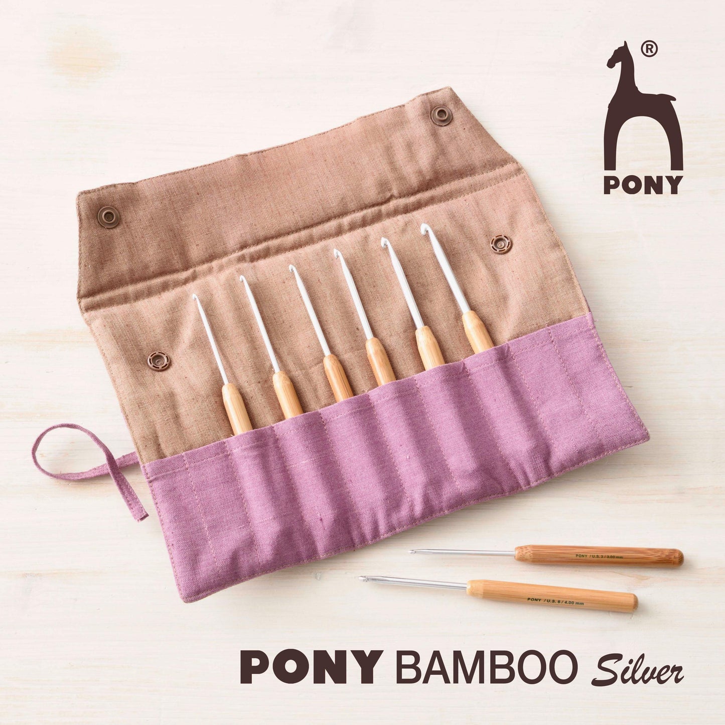 Pony Crochet Hook Gift Set Bamboo 14cm x 2.50 - 5.00mm: Pack of 6