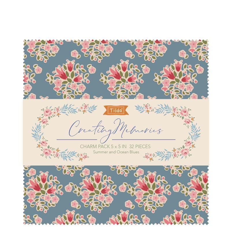 Tilda Fabric Charm Pack Permanent Creating Memories 12.5 x 12.5cm Summer: 32 Pieces