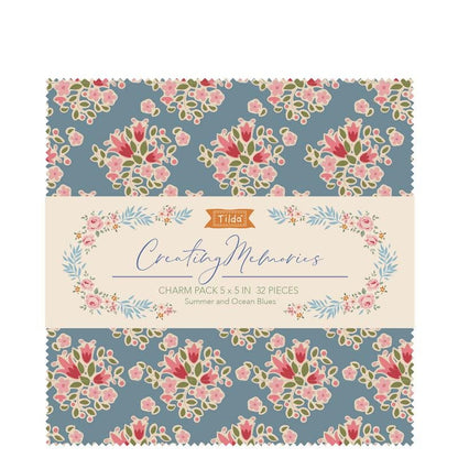 Tilda Fabric Charm Pack Permanent Creating Memories 12.5 x 12.5cm Summer: 32 Pieces