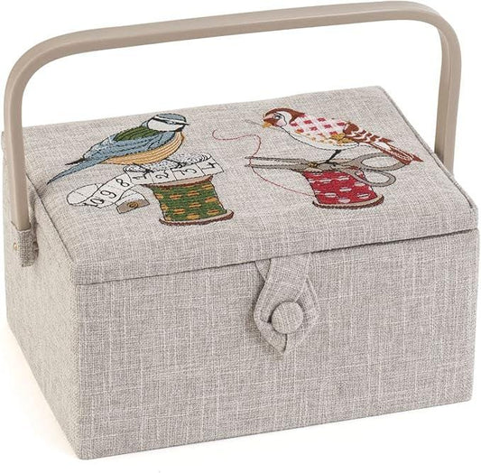 Hobby Gift Sewing Box (M) Embroidered: Birds on Bobbin