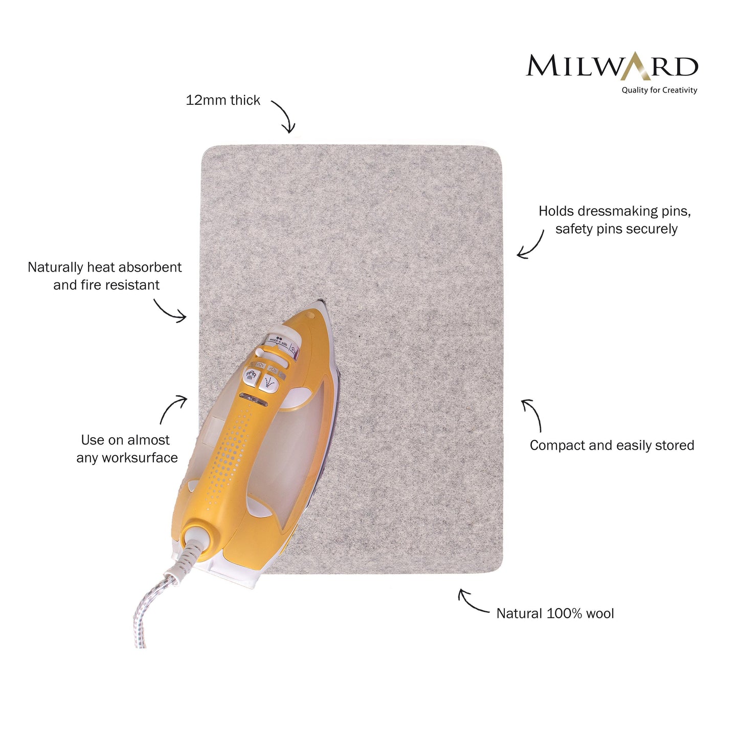 Milward Pressing Mat 100% Wool: 42 x 29.7cm