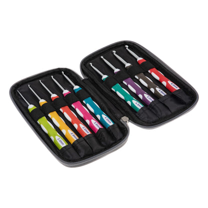Milward Crochet Hook Set in Zip Case Soft Grip 16.5cm x 2.00 - 6.00mm: Pack of 9