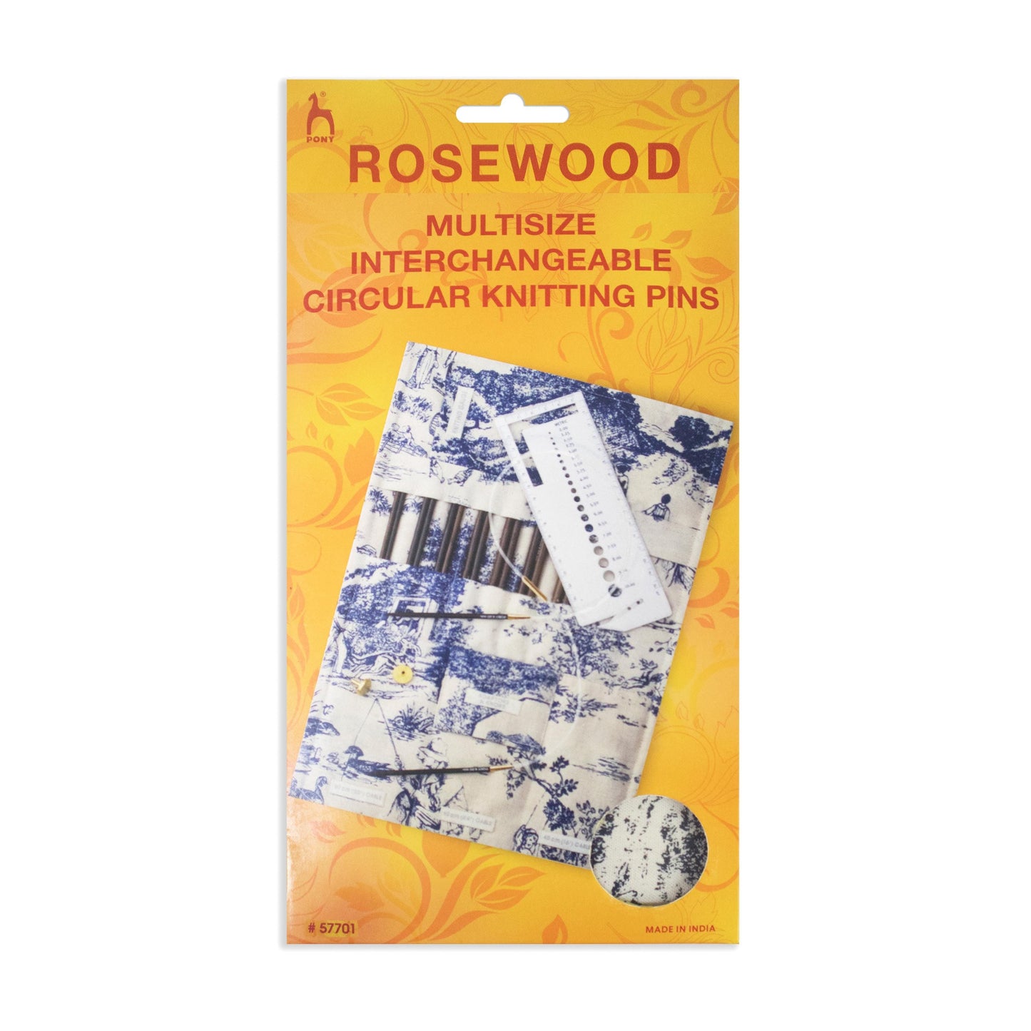 Pony Knitting Pins Circular Interchangeable Rosewood Set: Assorted Sizes